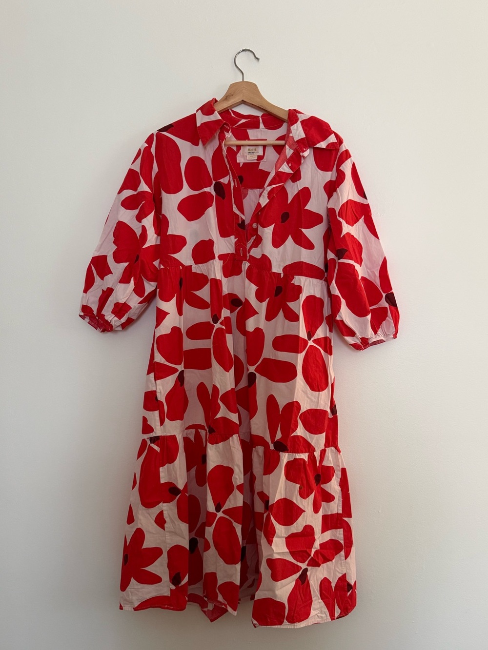 Maeve Bettina Red and White Floral Button-Front Dress